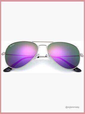 Metal Frame Aviator Sunglasses with Glass Lenses UV400 Protection